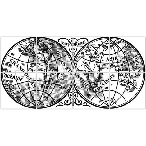 Stickers pour Carrelage Noir et Transparent Mappemonde - Set de 8 (1/3)