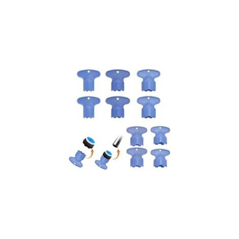 Juego de 10 aireadores de grifo azules M16.5/M18.5/M21.5/M22/M24 con llave para filtro de grifo, herramienta de filtro, plástico para aireadores dentados y roscados, filtro de grifo para baño - Crezuo
