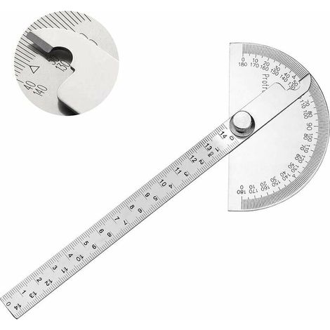 Goniometro acciaio inossidabile (0-180°), righello 140 mm, strumento ingegneria, per misurazione angolo, pittura e disegno (1/5)