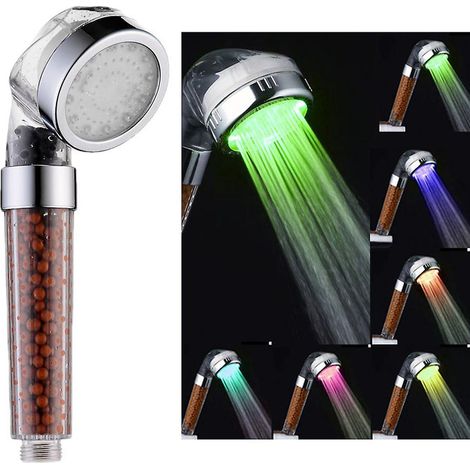 1 Pomme De Douche Avec Tuyau - 7 Changement De Couleur Led, Pression Haute, Conomie Deau, Contrle Temprature, Adoucisseur Deau Pomme De Douche (1/5)
