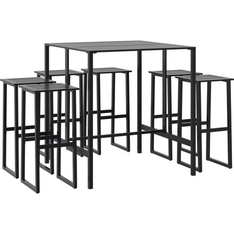Maison Exclusive - Set Bar da Giardino 7pz Nero in Acciaio Verniciato a Polvere