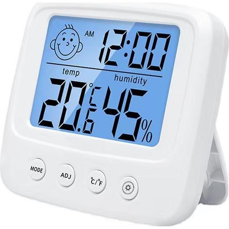 Hygromètre blanc, thermomètre d'ambiance, capteur d'humidité et de température ambiante, grand écran LCD numérique (1/5)