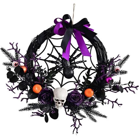 Couronne d'Halloween et Effrayante Décoration Murale Horreur Jardin Garage Porche Hall d'Entrée 45x50cm (1/5)