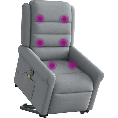 Maison Exclusive - Massagesessel mit Aufstehhilfe Hellgrau Stoff
