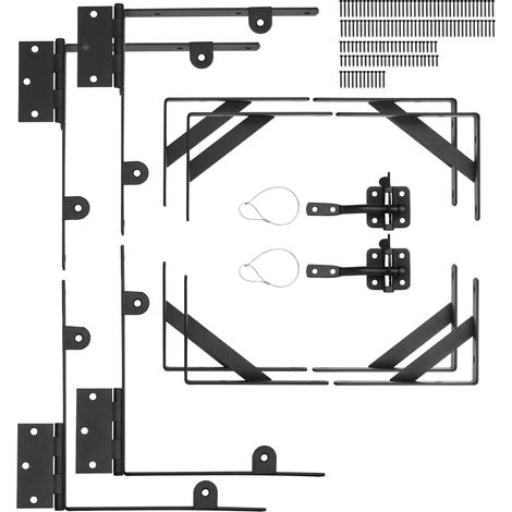 Mophorn Soporte de refuerzo de esquina para portón - 2 juegos. Kit de herrajes para marco de portón anti-hundimiento con pestillo y tornillos. Ideal para puertas de cobertizo, portones de corral (1/5)
