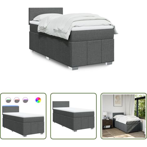 vidaXL Surmatelas - Sommier à lattes de lit et matelas Gris foncé 90x190 cm Tissu (1/5)