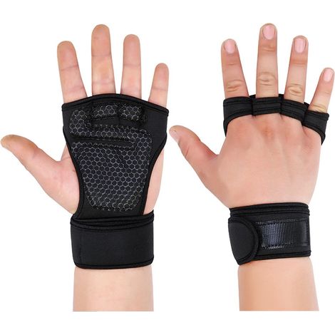 1 Paire de Gants de Protection pour Poignet 4 Doigts Noir Anti-Dérapant Antichoc pour Musculation Fitness (1/5)