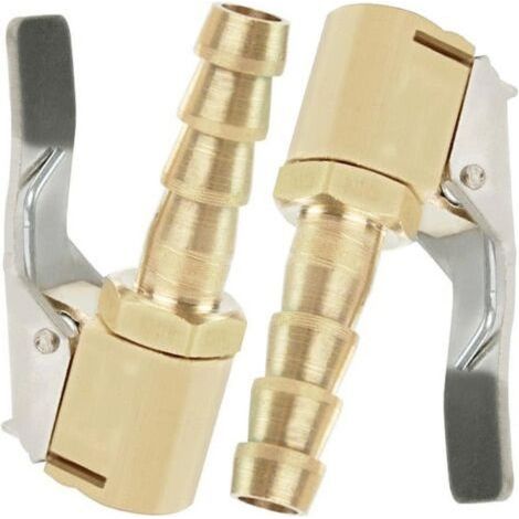 ot de 2 embouts de gonflage en laiton 8mm – Connecteurs pour pneus de voiture, moto et vélo – Clip argenté pour contrôle (1/5)