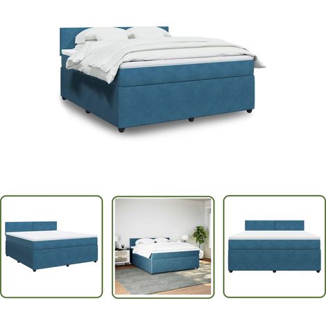 Maison Exclusive - Boxspringbett mit Matratze Blau 180x200 cm Sam (1/5)