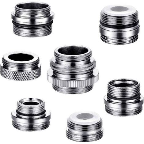 7-teiliges Wasserhahn-Adapterset, Messing-Luftsprudleradapter für Küchenspülen, Adapter von männlich auf weiblich zum Anschluss von Gartenschläuchen, Wasserfilter (1/5)