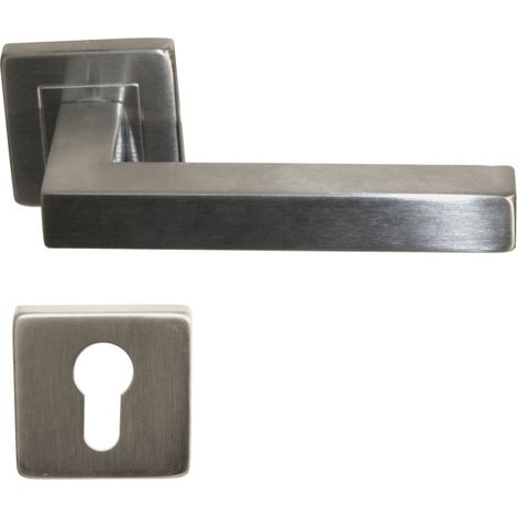Maniglia per Porta KLOSE Besser Su Rosette, modello "Quadrato" in acciaio inox 304  +1 Coppia di rose cilindriche