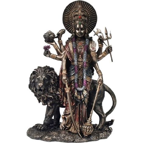 Statuette en polyrésine durga de couleur bronze