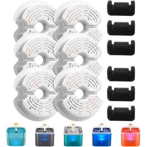 Ersatzfilter für Katzentrinkbrunnen, passend für AONBOY 8 Filter + 8 Schwämme mehrlagige Filtration filtert Haare (Schwämme) passend für F2.L (1/5)