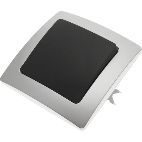 BeMatik - Commutateur de croisement encastrable avec plaque de finition 80x80mm série Lille argent et gris (1/5)