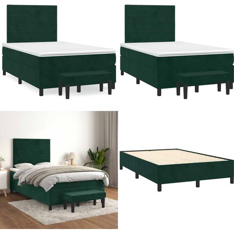Sommier à lattes de lit avec matelas vert foncé 120x190 cm - Sommier à lattes - Matelas à ressorts ensachés (1/5)