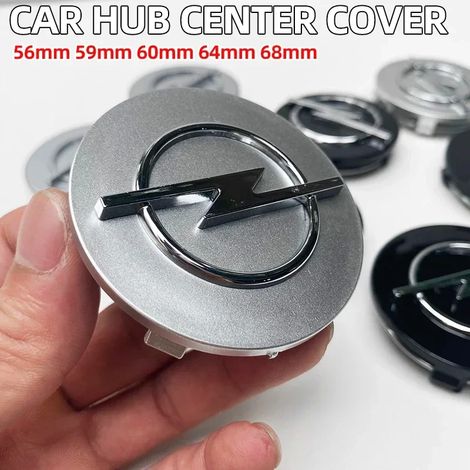 (Noir 60 mm) - Lot de 4 enjoliveurs de roue avec logo, compatibles avec Opel Astra, Insignia, Vectra, Zafira B, Antara et Corsa (1/4)