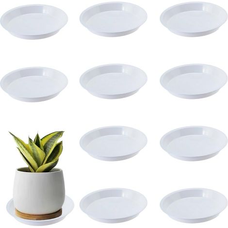 10 Soucoupe pour Pot de Fleurs en Plastique Blanc de 15.8cm Plateau Rond Durable Récupérateur d'eau Accessoire Décoratif pour Intérieur Extérieur Patio Jardin (1/3)