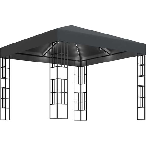 vidaXL Cenador con tira de luces LED 3x3 m gris antracita (1/2)