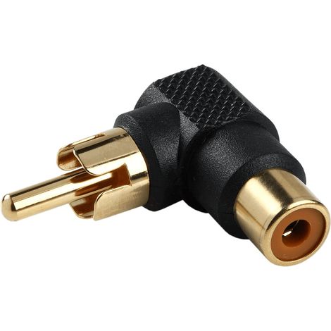 Adaptador audio estereo RCA angular 90 Negro