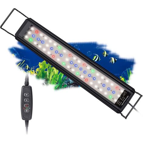 Illuminazione per acquari, barra luminosa a LED a spettro completo per acquari con controller, 10 livelli di luminosità regolabili, timer regolabile 6/10/12 ore. (1/3)