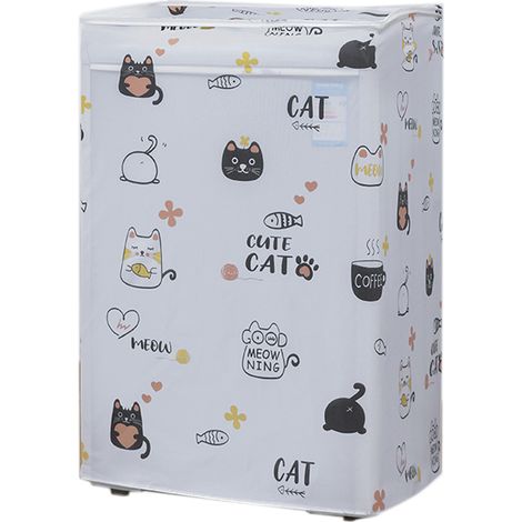 Housse de protection imperméable pour machine à laver 10kg, motif cartoon, anti-poussière, résistant UV et salissures, type chargement frontal 65x75x85 cm, couverture épaissie. (1/5)