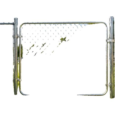 Puerta de jardín, ancho ajustable, construcción de metal resistente, verde (1/2)