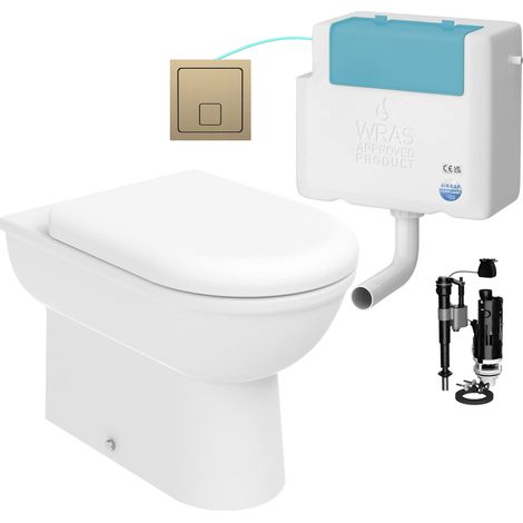 Gloss White D Shape Back to Wall Toilet and Concealed Cistern Set - Side Entry (1/4)