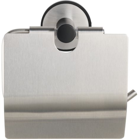 WENKO UV-Loc® Toilettenpapierhalter mit Deckel Udine, Befestigen ohne Bohren mit innovativem Klebesystem, Silber matt, Edelstahl rostfrei matt (1/5)