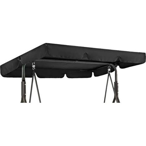 Ersatzdach für 3-Sitzer-Gartenschaukel, wasserdicht, winddicht, UV-beständig, robust und reißfest (Schwarz, 195 x 125 x 15 cm)