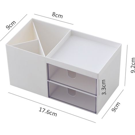 Boîte de rangement de bureau en plastique avec tiroirs pour cosmétiques, bijoux et fournitures scolaires (1/3)
