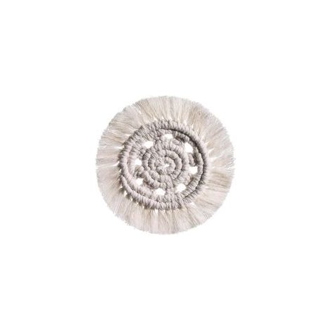 Napperon rond en coton tressé à la main, tapis de tasse résistant à la chaleur et antidérapant – Décoration boho pour café, bière, boisson, lavable– (1/5)