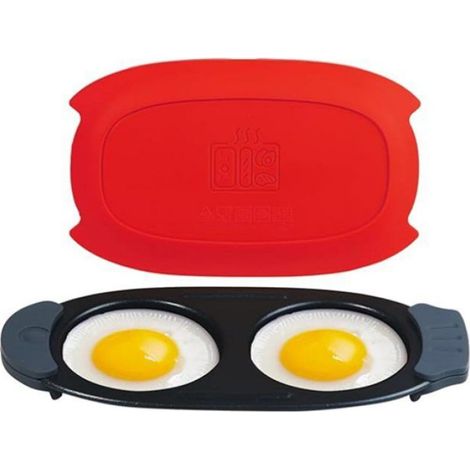 1 Cuiseur à œufs, 260 °C, 2 compartiments, silicone, micro-ondes, bureau (1/5)