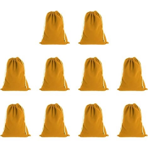 10pcs Fabric Drawstring Bags 20 x 25cm Flocked Pockets Khaki (1/5)