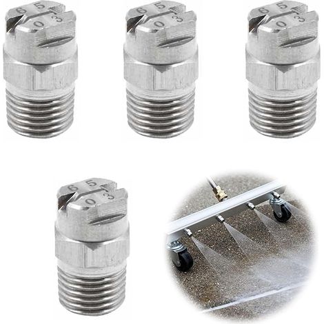 4pcs Embouts Pulvérisation Haute Pression Buses De Rechange Buse à Filetage Mâle 1 / 4Bspt Diamètre d'Orifice De 65 Degrés 1.1Mm (1/5)