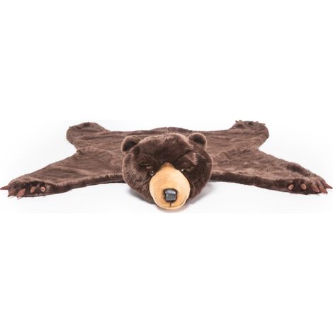 Tapis enfant en peluche ours brun foncé – Dimensions 100 x 80 cm – Polyester et coton – Doux et léger pour espace de jeu – Linnea (1/2)