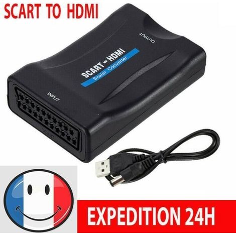 Convertisseur Péritel-HDMI - Adaptateur - 1080P - Plug and Play - Noir - Haute qualité (1/4)