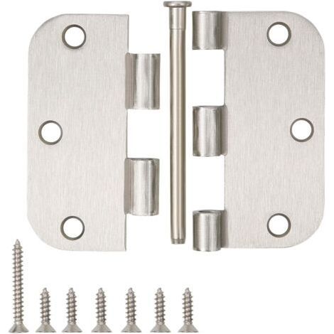 10 PCS Satin Nickel Door Hinges 3.5 x 3.5 Inch Interior 3 1/2 Inch Door Hinges Brushed Nickel Rounded 5/8" Radius Corners Iron Bifold Silver Residentia (1/5)