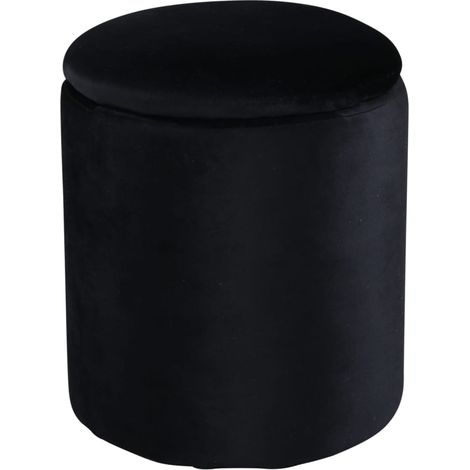 Limpen Pouf Ø32cm Velour mit Aufbewahrung schwarz. (1/5)