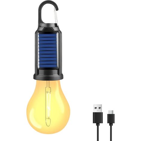 Lampe torche - Lanterne de camping - LED solaire rechargeable, 3 modes de luminosité, étanche, pour camping, coupure de courant, urgence, pêche et aventure (1 pièce) (1/5)