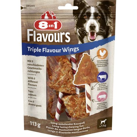 8in1 Flavours Kaustange Triple Flavour Wings 113 g Hundeleckerlis