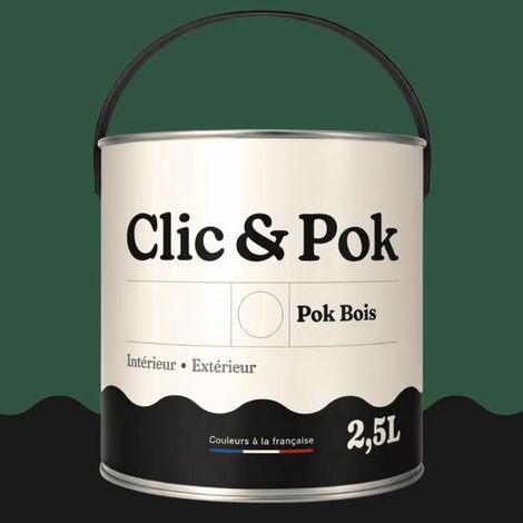 Peinture Bois Extérieur – POK BOIS - 2,5L - RAL 6028 - Vert pin- Résistante aux intempéries - Ne s'écaille pas