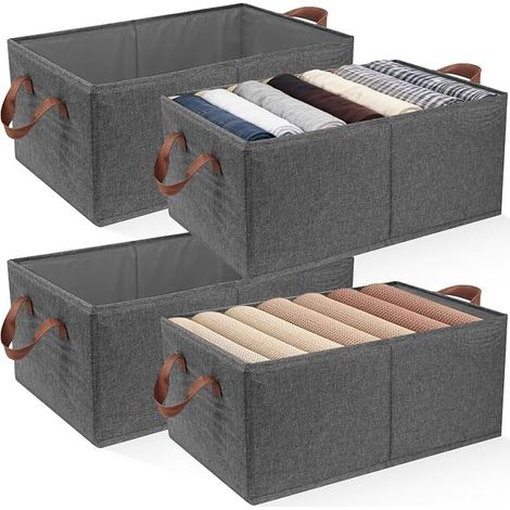Boîtes de Rangement Vêtements avec Poignées Panier Cube Dressing Paniers en Tissu Pliables Boîte Organisateurs Placard pour Jouets Livres Armoire Étagères Chambre (1/3)