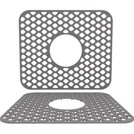 Tapis De Protection Pour Évier - En Silicone - Résistant À La Chaleur Jusqu'à 260 °C - Antidérapant Avec Pieds Surélevés - Pour Éviers En Acier Inoxydable Ou Porcelaine - Gris - 1 Pièce (1/5)