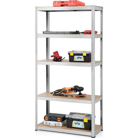 GOPLUS Scaffale in Metallo per Garage, Magazzino, Carichi Pesanti (Argento,90 x 40 x 180 cm)