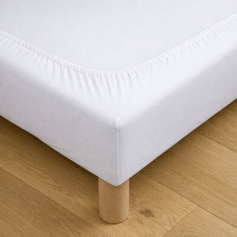 Cache sommier jersey coton extensible Blanc 180x200 cm