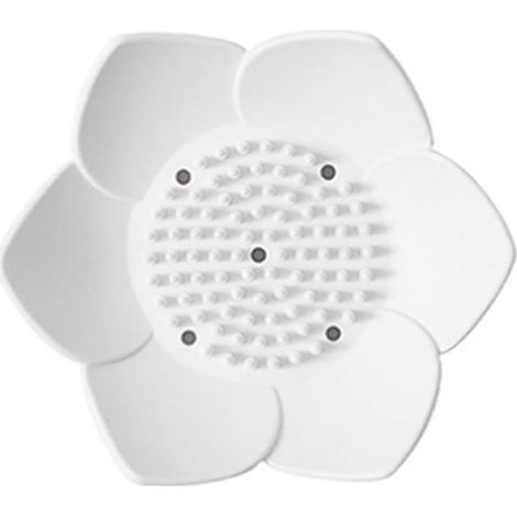 Porte-savon en silicone écologique et durable, étagère de rangement créative en forme de pétale douche-1 pièce (blanc) (1/5)