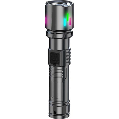 Lampe torche magnétique rechargeable - Lampe torche portable zoomable 7 modes, indicateur de batterie, étanche Idéale pour la survie en extérieur, l'alpinisme, le travail, les pannes de courant, le c (1/5)