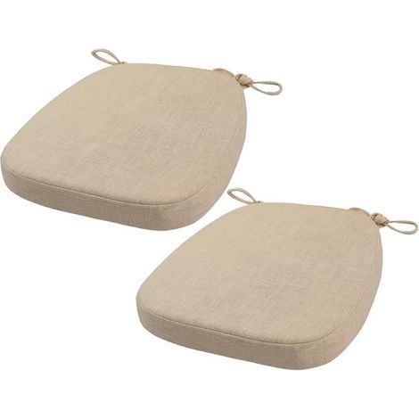Stuhlkissen mit abnehmbaren Gurten, waschbar, doppelt rutschfest, hochelastisch (43x42x33cm (3cm), beige, 2 Stück) (1/5)