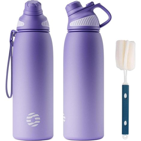 Trinkflasche Edelstahl Magnetdeckel BPAfrei Auslaufsicher Lila 1000 ml (1/5)