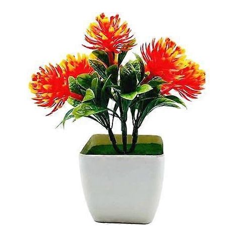 Fleurs artificielles en pot, composition florale pour mariage, table de réception en plastique, simulation de bonsaïorange, rouge (1/5)